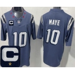 Men's New England Patriots #10 Drake Maye Limited Gray Rivalries Captain Patch FUSE Vapor Jersey