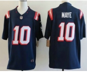 Men's New England Patriots #10 Drake Maye Limited Navy Fashion FUSE Vapor Jersey