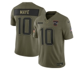 Men's New England Patriots #10 Drake Maye Olive 2025 Salute to Service Limited Football Stitched Jersey