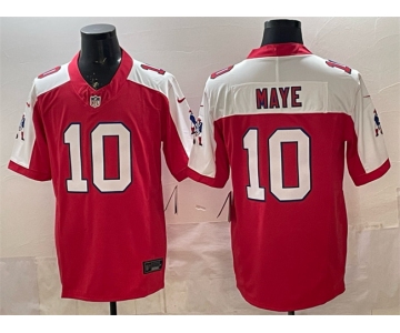 Men's New England Patriots #10 Drake Maye Red Alternate F.U.S.E. Throwback Vapor Limited Stitched Football Jersey