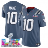 Men's New England Patriots #10 Drake Maye Storm Blue 2025 F.U.S.E. Super Bowl LX Patch And 1-Star C Patch “Rivalries” Vapor Limited Football Stitched Jerse