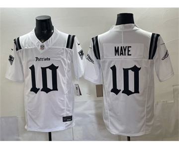 Men's New England Patriots #10 Drake Maye White F.U.S.E. Gothic Revolution Edition Football Stitched Jersey