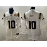 Men's New England Patriots #10 Drake Maye White Gold 2025 F.U.S.E. Super Bowl LX Patch Vapor Limited Stitched Football Jersey