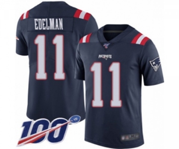 Men's New England Patriots #11 Julian Edelman Limited Navy Blue Rush Vapor Untouchable 100th Season Football Jersey