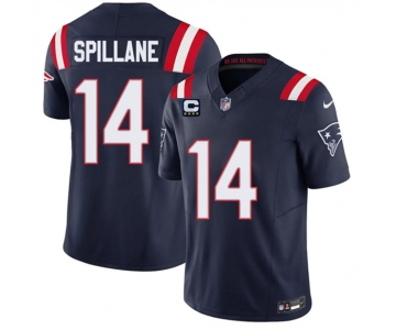 Men's New England Patriots #14 Robert Spillane Navy 2026 F.U.S.E. 4-Star C Pach Vapor Limited Football Stitched Jersey