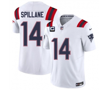 Men's New England Patriots #14 Robert Spillane White 2026 F.U.S.E. 4-Star C Pach Vapor Limited Football Stitched Jersey