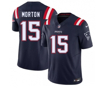 Men's New England Patriots #15 Behren Morton Navy 2026 Draft F.U.S.E. Vapor Limited Football Stitched Jersey