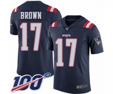 Men's New England Patriots #17 Antonio Brown Limited Navy Blue Rush Vapor Untouchable 100th Season Football Jersey
