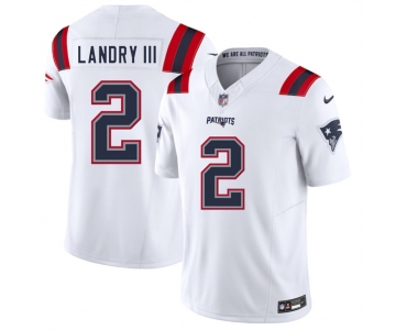 Men's New England Patriots #2 Harold Landry III White 2025 F.U.S.E. Vapor Limited Football Stitched Jersey