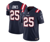 Men's New England Patriots #25 Marcus Jones Navy 2025 F.U.S.E. With 1-Star C Patch Vapor Limited Stitched Jersey