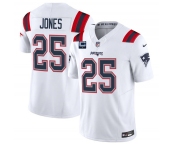 Men's New England Patriots #25 Marcus Jones White 2025 F.U.S.E. With 1-Star C Patch Vapor Limited Stitched Jersey