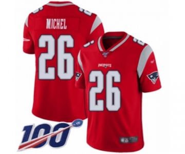 Men's New England Patriots #26 Sony Michel Limited Red Inverted Legend 100th Season Football Jersey