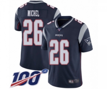 Men's New England Patriots #26 Sony Michel Navy Blue Team Color Vapor Untouchable Limited Player 100th Season Football Jersey