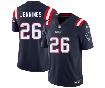 Men's New England Patriots #26 Terrell Jennings Navy 2025 F.U.S.E. Vapor Limited Stitched Jersey