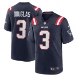 Men's New England Patriots #3 Demario Douglas Navy 2025 Football Stitched Game Jersey