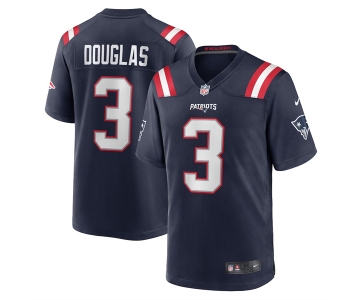 Men's New England Patriots #3 Demario Douglas Navy 2025 Football Stitched Game Jersey