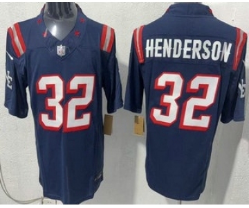 Men's New England Patriots #32 TreVeyon Henderson Limited Navy Rivalries FUSE Vapor Jersey