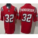 Men's New England Patriots #32 TreVeyon Henderson Limited Red Rivalries FUSE Vapor Jersey