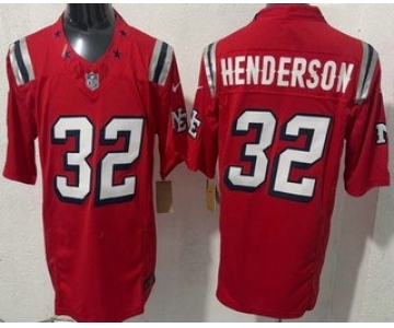 Men's New England Patriots #32 TreVeyon Henderson Limited Red Rivalries FUSE Vapor Jersey