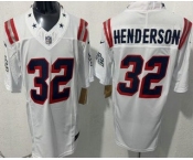 Men's New England Patriots #32 TreVeyon Henderson Limited White Rivalries FUSE Vapor Jersey