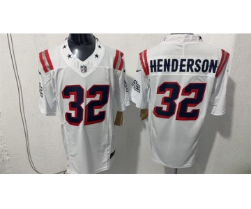 Men's New England Patriots #32 TreVeyon Henderson White F.U.S.E. Vapor Limited Football Stitched Jersey