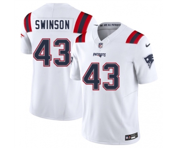 Men's New England Patriots #43 Bradyn Swinson White 2025 F.U.S.E. Vapor Limited Stitched Jersey