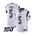 Men's New England Patriots #5 Danny Etling White Vapor Untouchable Limited Player 100th Season Football Jersey