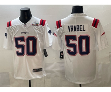 Men's New England Patriots #50 Mike Vrabel White With Super Bowl LX Patch Vapor Limited Stitched Football Jersey