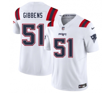Men's New England Patriots #51 Jack Gibbens White 2025 F.U.S.E. Vapor Limited Football Stitched Jersey