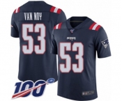 Men's New England Patriots #53 Kyle Van Noy Limited Navy Blue Rush Vapor Untouchable 100th Season Football Jersey Men's New England Patriots #53 Kyle Van Noy Limited Navy Blue Rush Vapor Untouchable 100th Season Football Jersey