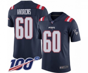 Men's New England Patriots #60 David Andrews Limited Navy Blue Rush Vapor Untouchable 100th Season Football Jersey