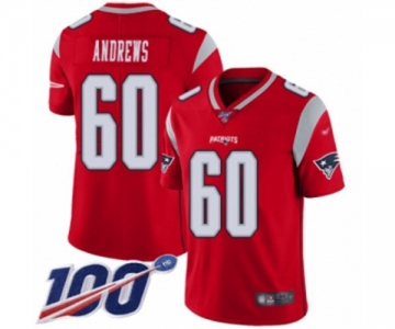 Men's New England Patriots #60 David Andrews Limited Red Inverted Legend 100th Season Football Jersey