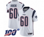 Men's New England Patriots #60 David Andrews White Vapor Untouchable Limited Player 100th Season Football Jersey