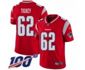 Men's New England Patriots #62 Joe Thuney Limited Red Inverted Legend 100th Season Football Jersey