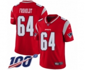Men's New England Patriots #64 Hjalte Froholdt Limited Red Inverted Legend 100th Season Football Jersey