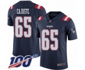Men's New England Patriots #65 Yodny Cajuste Limited Navy Blue Rush Vapor Untouchable 100th Season Football Jersey
