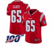 Men's New England Patriots #65 Yodny Cajuste Limited Red Inverted Legend 100th Season Football Jersey