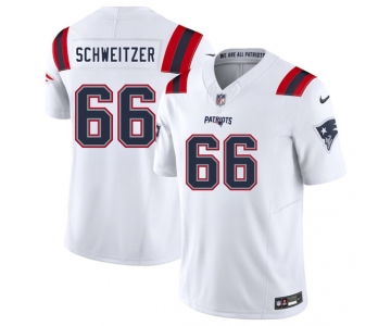 Men's New England Patriots #66 Wes Schweitzer White 2025 F.U.S.E. Vapor Limited Football Stitched Jersey