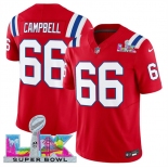 Men's New England Patriots #66 Will Campbell Red 2025 F.U.S.E. Super Bowl LX Patch Vapor Limited Football Stitched Jersey