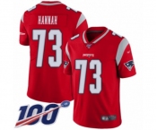 Men's New England Patriots #73 John Hannah Limited Red Inverted Legend 100th Season Football Jersey