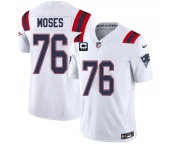 Men's New England Patriots #76 KMorgan Moses White 2026 F.U.S.E. 3-Star C Pach Vapor Limited Football Stitched Jersey Men's New England Patriots #76 KMorgan Moses White 2026 F.U.S.E. 3-Star C Pach Vapor Limited Football Stitched Jersey