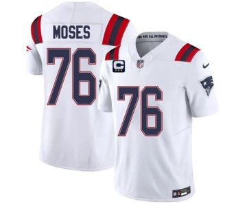 Men's New England Patriots #76 KMorgan Moses White 2026 F.U.S.E. 3-Star C Pach Vapor Limited Football Stitched Jersey