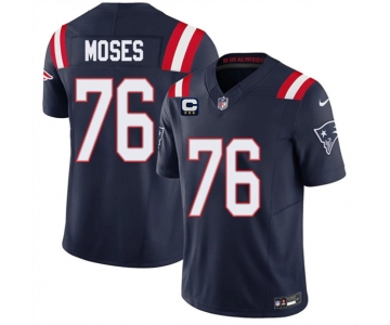 Men's New England Patriots #76 Morgan Moses Navy 2026 F.U.S.E. 3-Star C Pach Vapor Limited Football Stitched Jersey