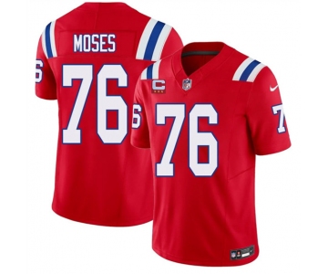 Men's New England Patriots #76 Morgan Moses Red 2026 F.U.S.E. 3-Star C Pach Vapor Limited Football Stitched Jersey