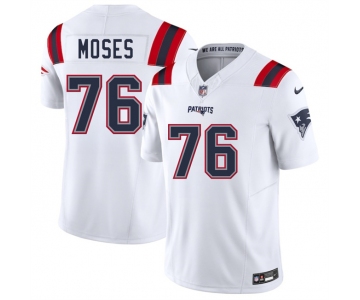 Men's New England Patriots #76 Morgan Moses White 2025 F.U.S.E. Vapor Limited Football Stitched Jersey