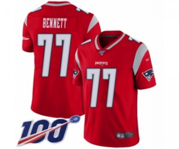 Men's New England Patriots #77 Michael Bennett Limited Red Inverted Legend 100th Season Football Jersey
