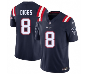 Men's New England Patriots #8 Stefon Diggs Navy 2025 F.U.S.E. Vapor Limited Football Stitched Jersey
