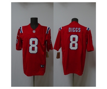 Men's New England Patriots #8 Stefon Diggs Red 2025 Vapor Limited Stitched Jersey
