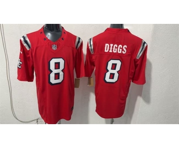Men's New England Patriots #8 Stefon Diggs Red F.U.S.E. Vapor Limited Football Stitched Jersey