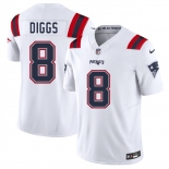 Men's New England Patriots #8 Stefon Diggs White 2025 F.U.S.E. Vapor Limited Football Stitched Jersey